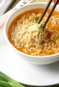 A close up of soup in a bowl.