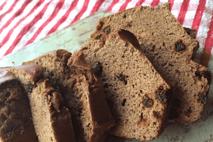 This healthy cinnamon raisin bread recipe is TASTY! Plus this cinnamon raisin bread is just 80 calories per slice or 2 Weight Watcher Points Plus. The Diet Chef #CinnamonRaisinBread #WeightWatchers