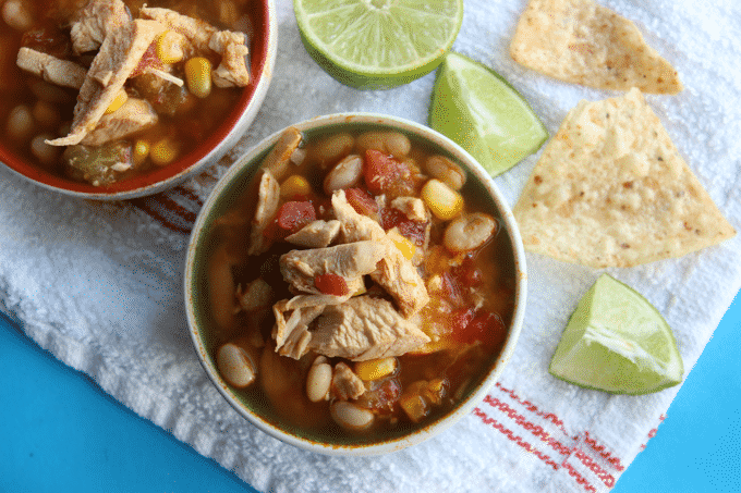 This white chicken chili recipe is perfect for meal prep! All week long it's delicious. Actually, it tastes better as the week goes on. Every serving is 154 calories, and has 17g of protein