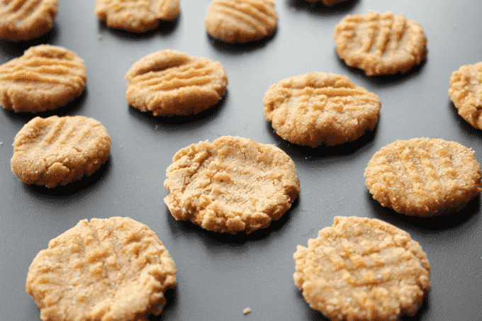 The healthiest peanut butter cookies EVER! You don't even have to bake them. Each cookie is only 27 calories and has 3g of protein. #Healthy #Cookies