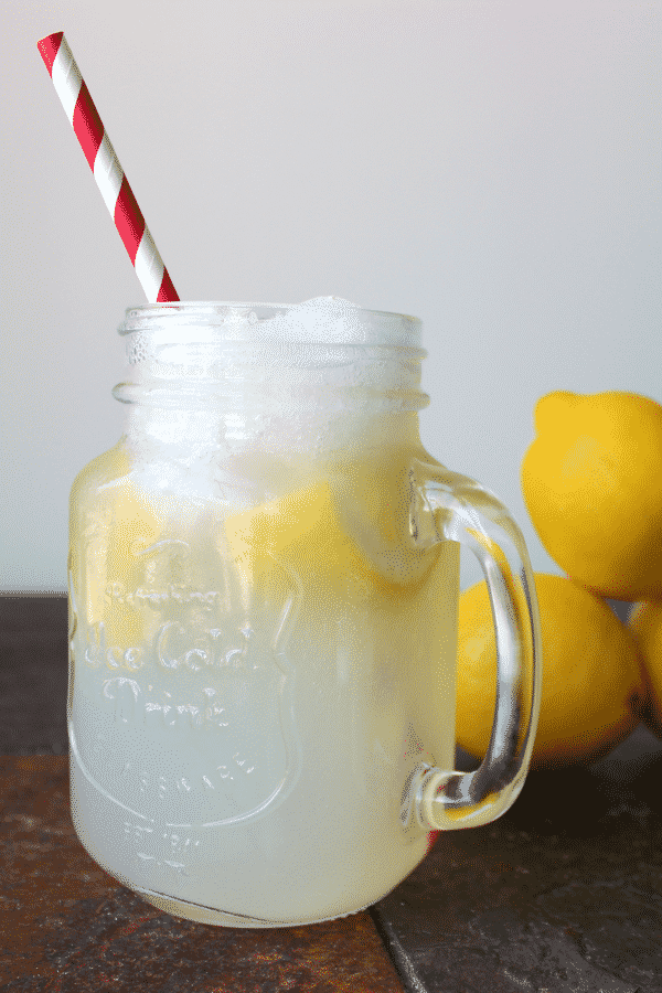 This healthy frozen lemonade recipe is incredibly easy to make. What I really love about it though is that every cup of lemonade ONLY has 30 calories!