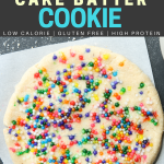 Healthy and easy Funfetti Cake Batter Cookies recipe! This is the BEST gluten free cookie recipe you'll ever try! Plus, this cake batter cookie is soft and chewy oil free, low carb, and high protein too.