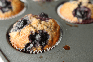 blueberry muffins in a tray
