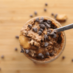 Chocolate peanut butter overnight oats in a jar
