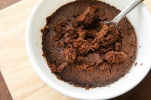 A low carb brownie in a mug