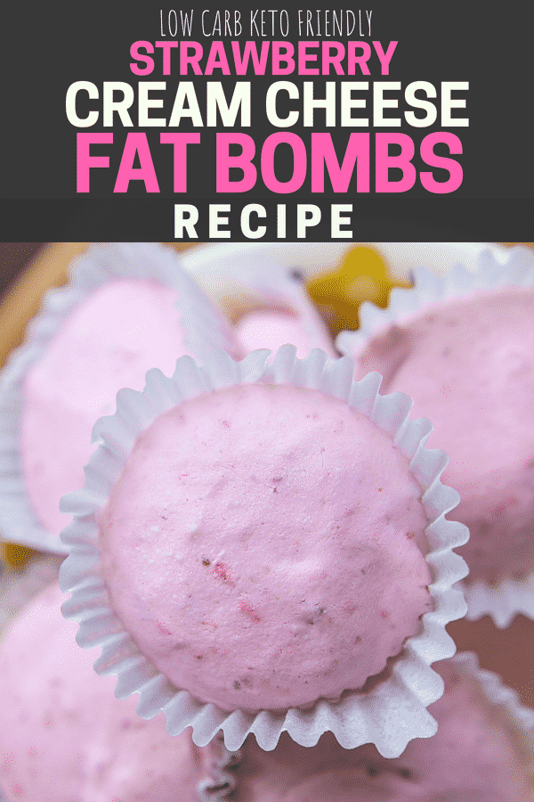 Strawberry Cream Cheese Fat bombs for keto. Fat bomb recipes don't get better than this! These fat bombs taste just like cheesecake!