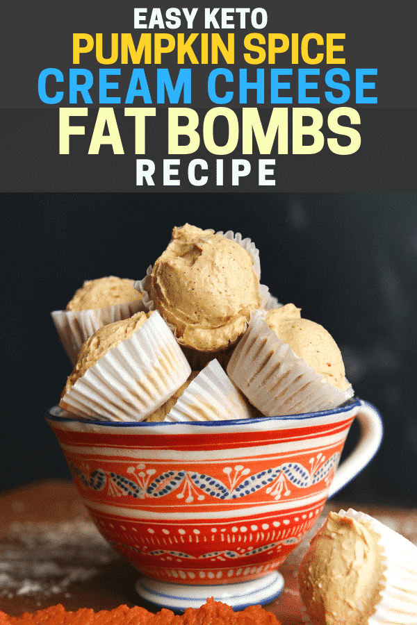 Easy keto pumpkin spice cream cheese fat bombs in a dish!