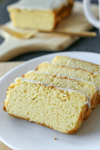 Slices of poundcake on a white plate