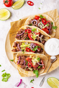 For tacos on a plate lined with parchment paper.