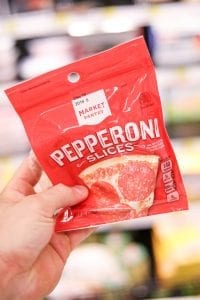 Market Pantry Pepperoni Slices! One of the Best keto snack ideas from target.
