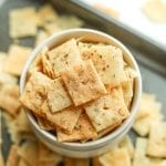 Low carb keto crackers in a bowl.