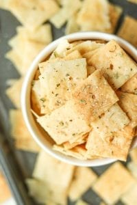 Low carb cool ranch keto crackers in a bowl.