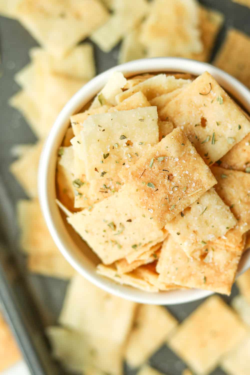 Low carb cool ranch keto crackers in a bowl.