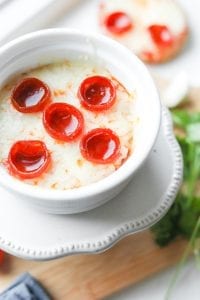 A close up of pizza in a dish.