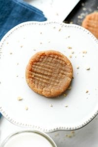 A cookie on a plate.