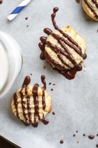 Keto butter cookies with a chocolate drizzle.