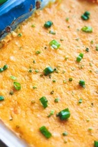 Keto Buffalo chicken wing dip in a dish.