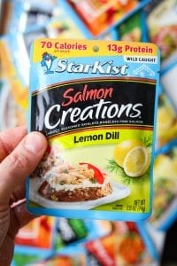 The front side of a Starkist Salmon Lemon Dill Creations Packet.
