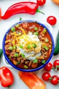 Keto chili in a bowl.