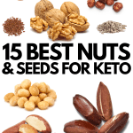 A compilation photo of several different nuts that are the best to eat for the keto diet.