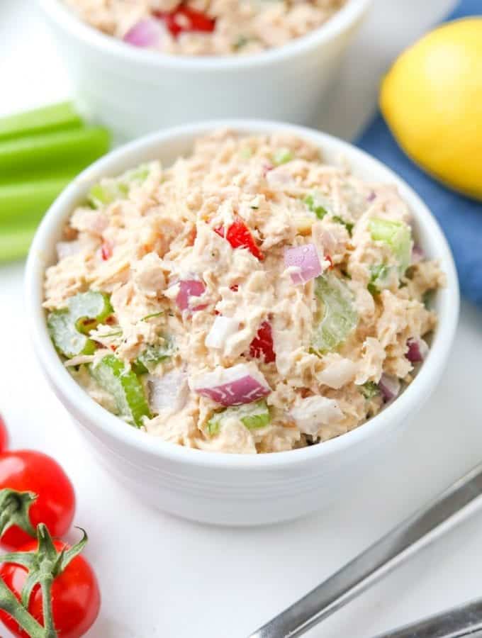 Keto tuna salad in a bowl.