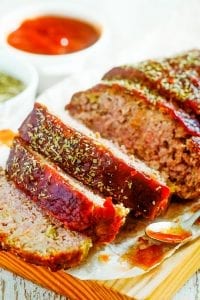 Meatloaf cut into slices.