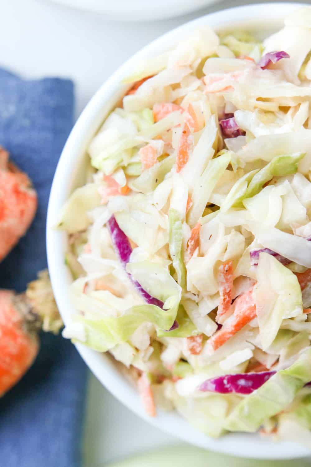 Keto coleslaw in a bowl.