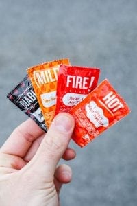 Hot sauces from Taco Bell.
