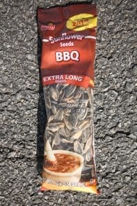A package of bbq sunflower seeds.