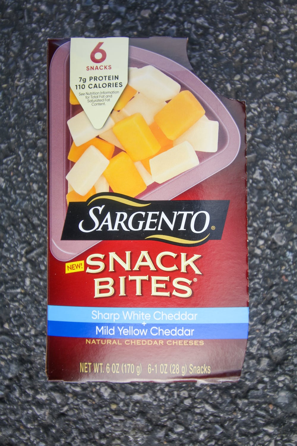 A box of cheese snack bites.