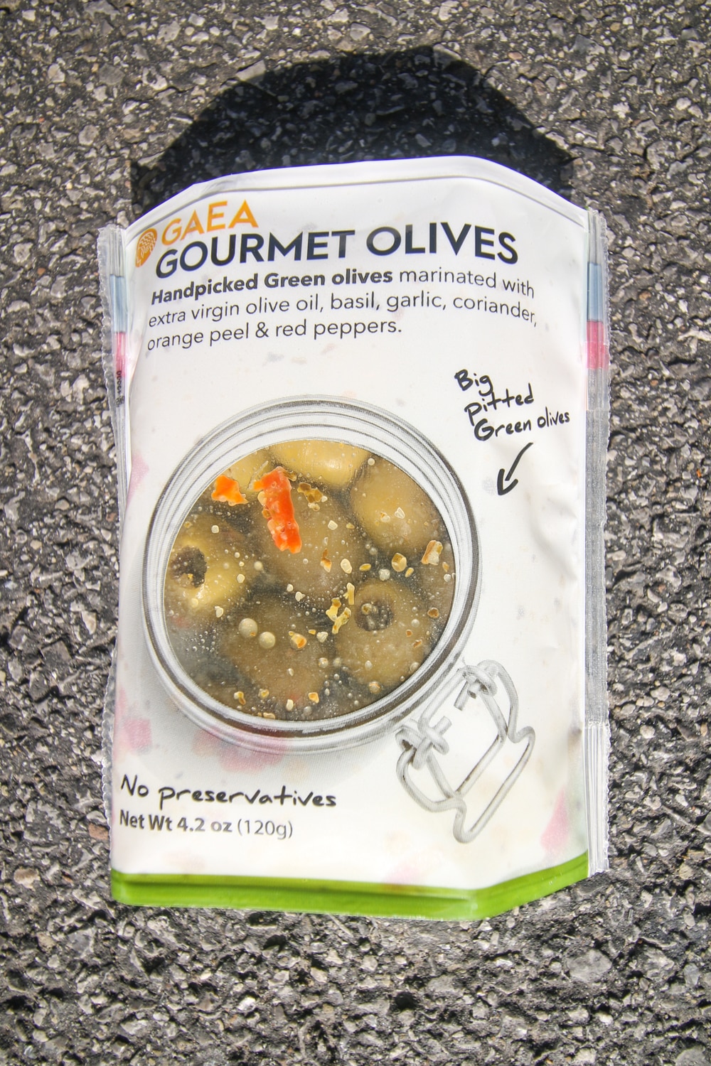 A package of gourmet olives.