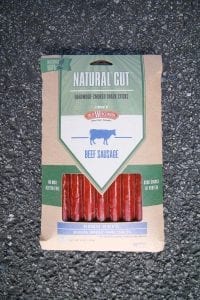 A package of beef sausage.