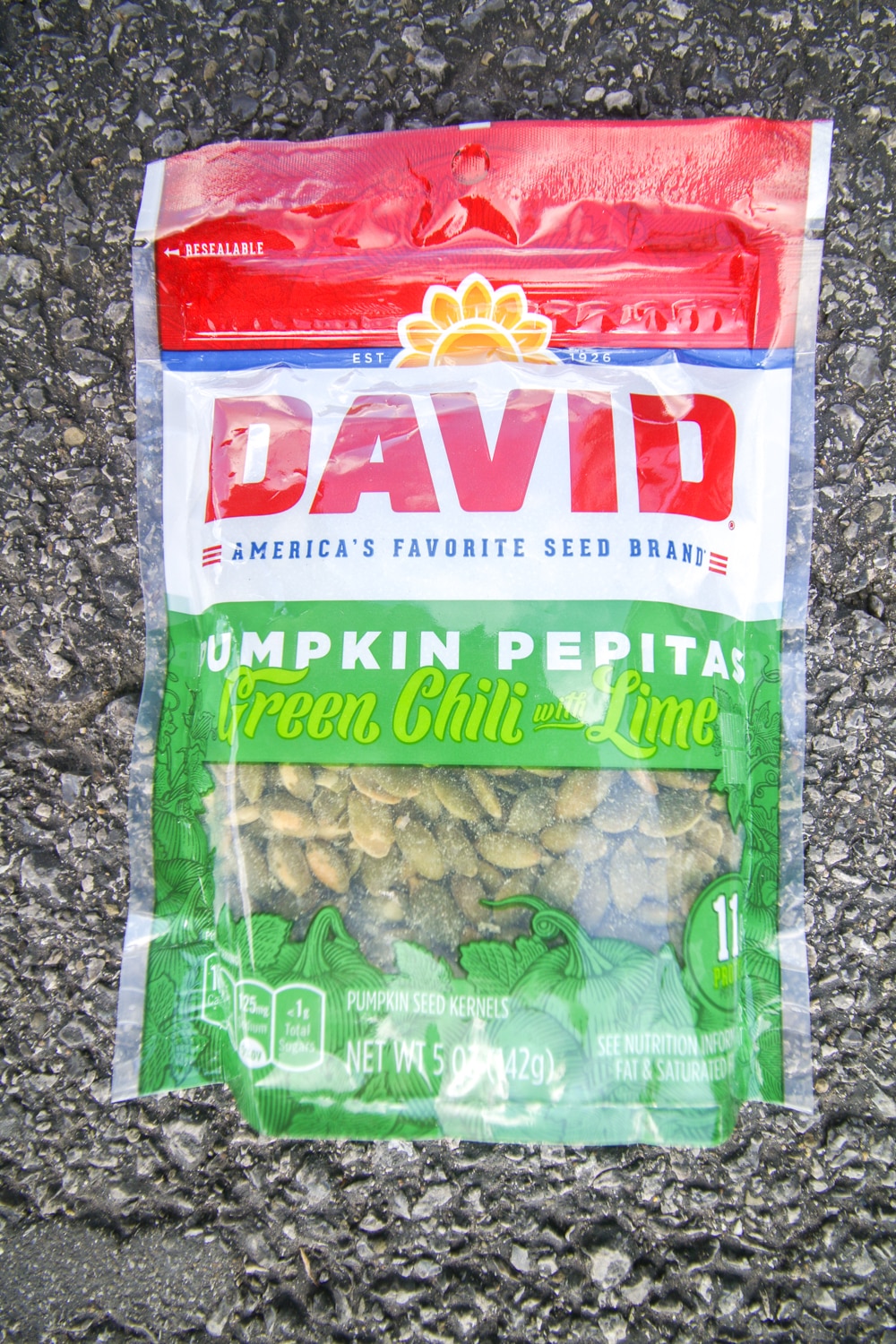 A bag of pumpkin pepitas.