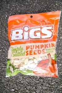 A bag of pumpkin seeds.