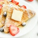 French toast on a white plate.