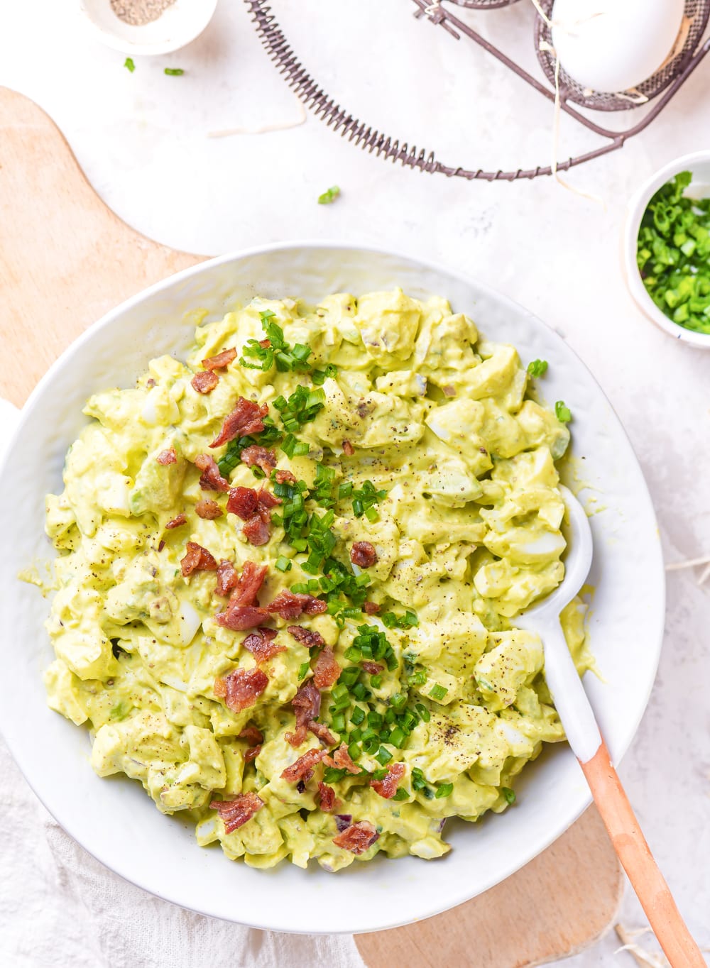 Egg salad in a bowl.