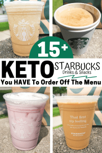 A compilation of 4 different Starbucks keto drinks.