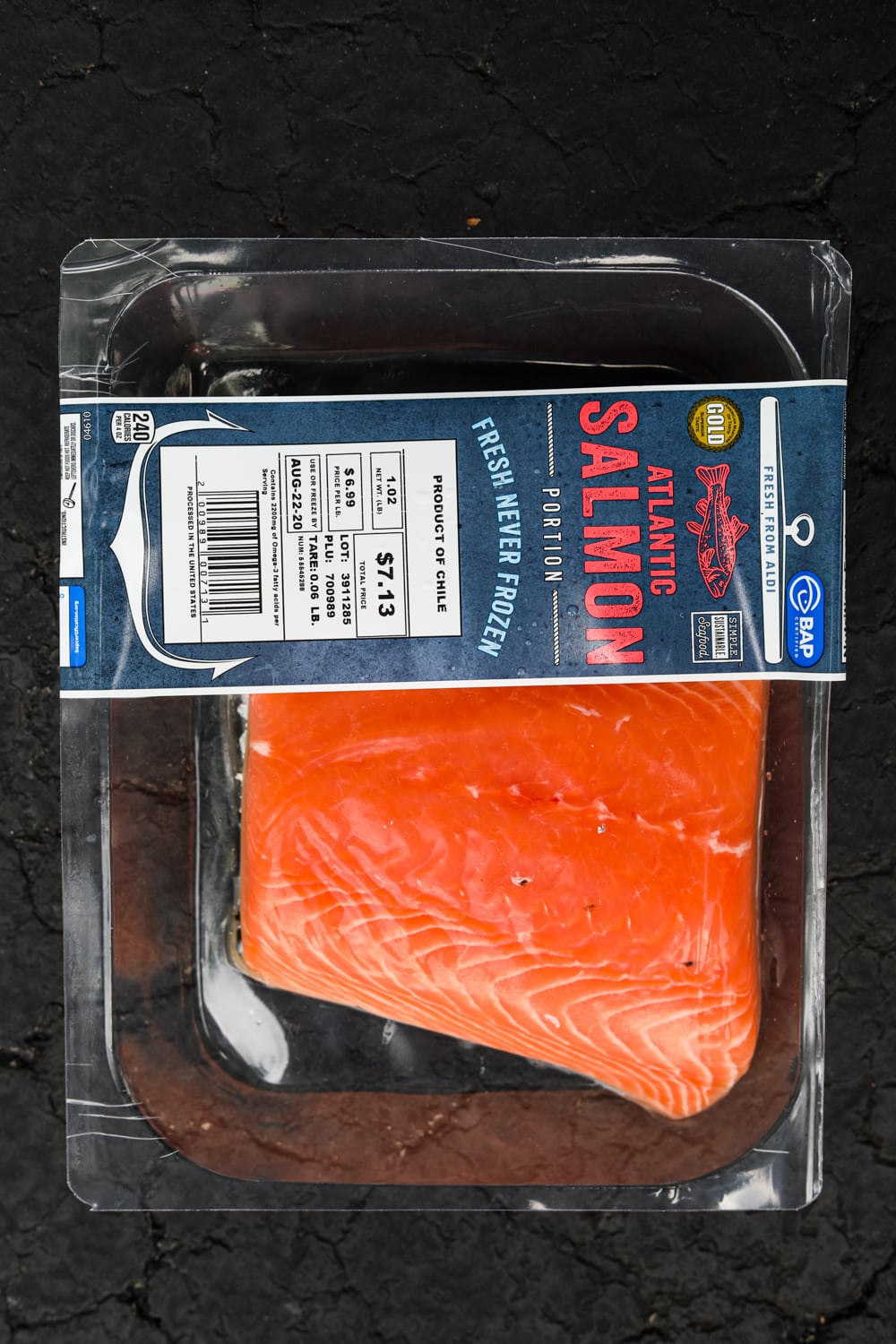 A package of atlantic salmon.