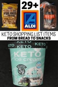 A compilation of some of the best low carb keto shopping list items from aldi.
