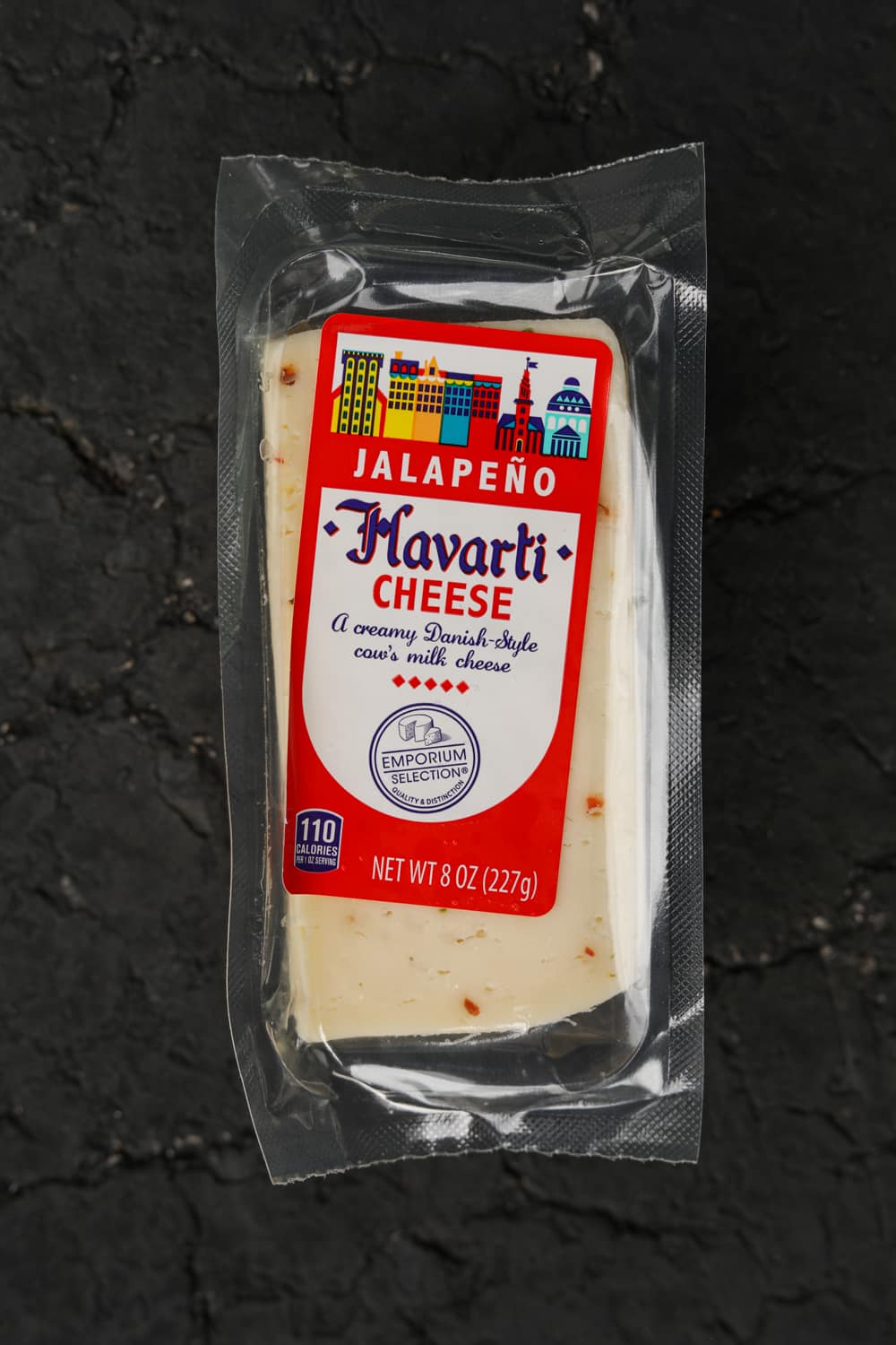 A brick of havarti cheese.