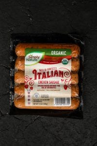 A package of Italian chicken sausage.
