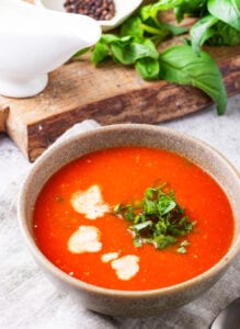 Tomato soup in a bowl.