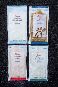 Packets of keto Chick-fil-A dressing.