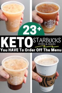 A compilation of 4 different Starbucks keto drinks.