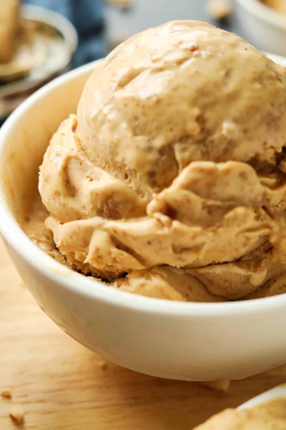 White bowl filled with ice cream.