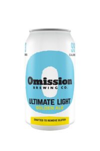 A can of Omission Ultimate Light Golden Ale.