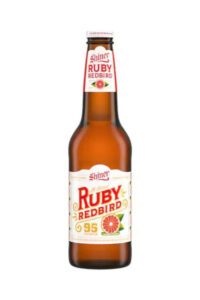 A bottle of Shiner Ruby Redbird.