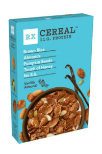 A box of our rx vanilla almond cereal.