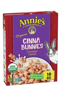 Annie's cinna bunnies cinnamon cereal.