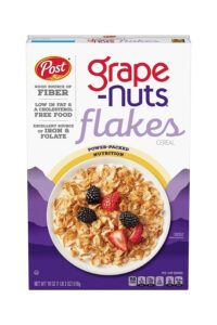 A box of grape nuts flakes cereal.